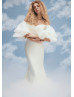 Off Shoulder Ivory Pleated Satin Organza Chic Wedding Dress
